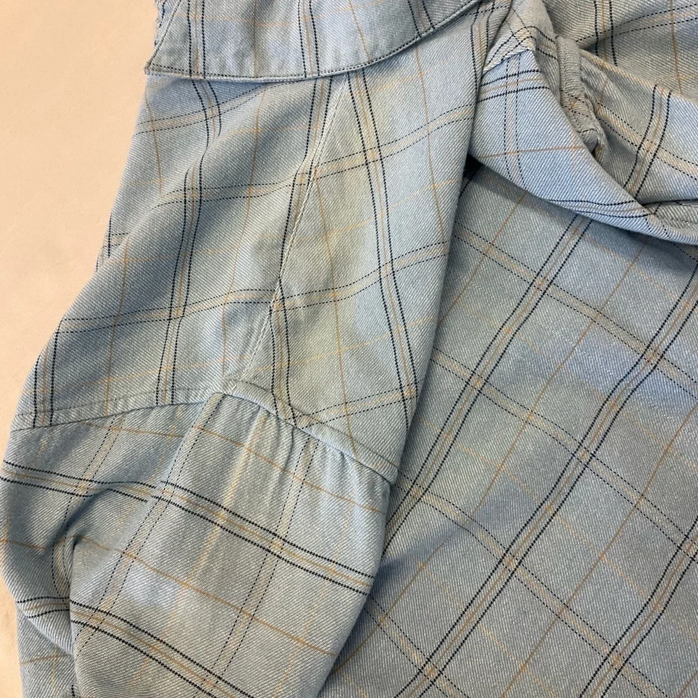 RESISTOL Double R Blue Plaid Button Front Long Sleeve Shirt, sz MD - Picture 10 of 11